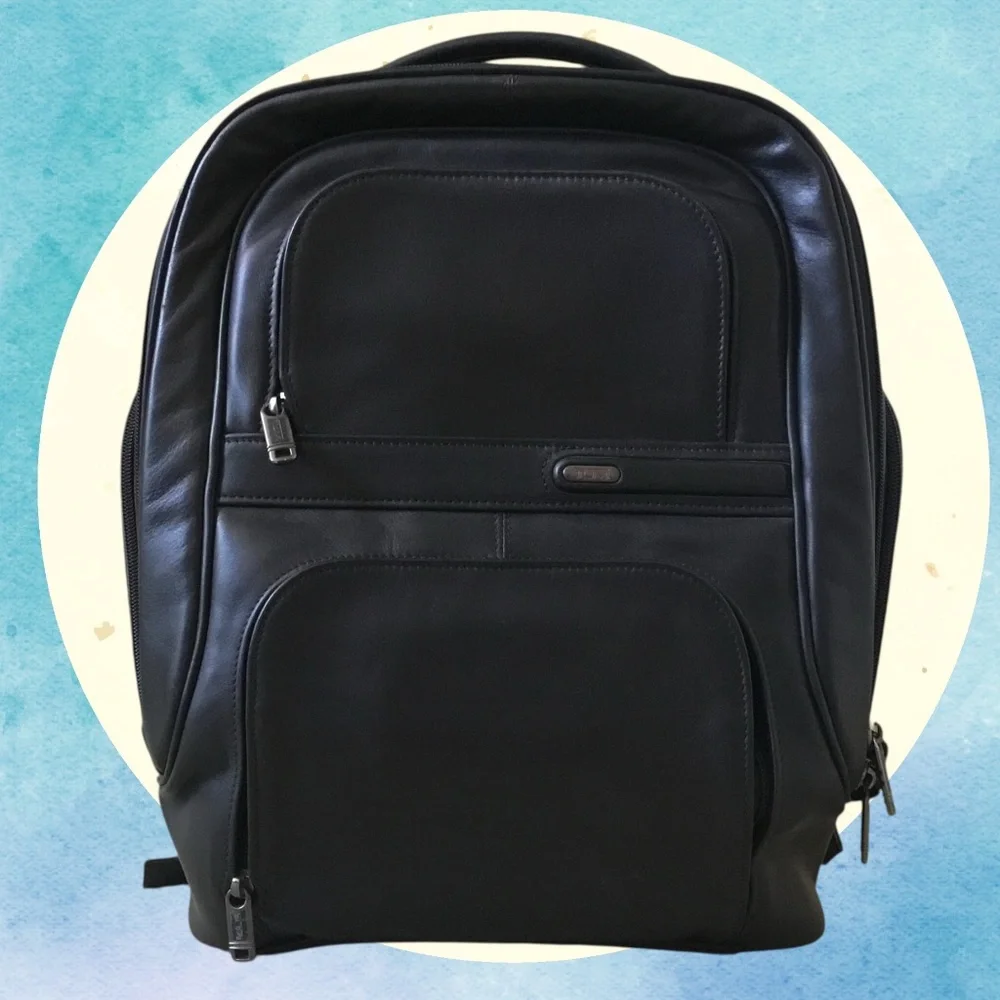 Tumi Black leather Laptop Backpack